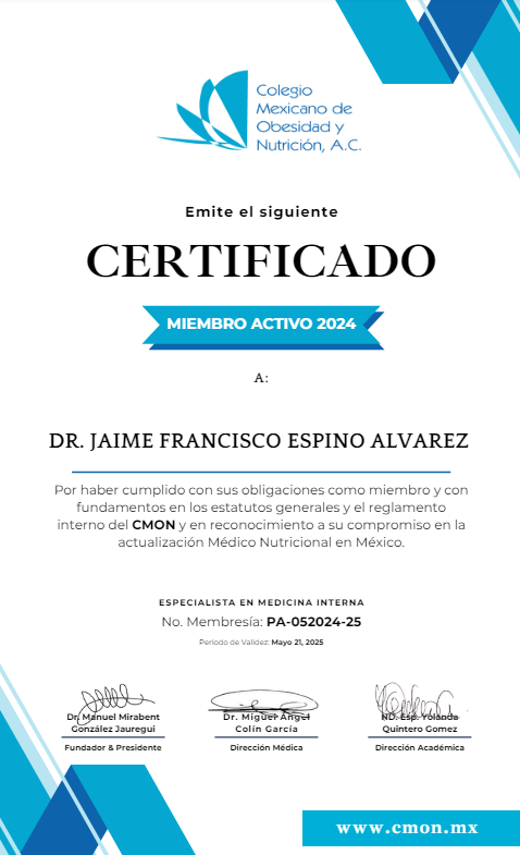 Diploma Dr. Jaime Espino